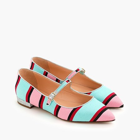 Pointed-toe bright striped Mary Jane flats - Women's Footwear | J.Crew
