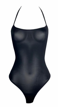 1998 Gucci Tom Ford Sheer Black Plunging Halter Bodysuit Swimsuit | My Haute Wardrobe