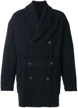 Pre-Owned double-breasted belted midi coat