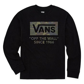 Vans Boys Crew Neck Long Sleeve Graphic T-Shirt - Big Kid, Color: Black - JCPenney