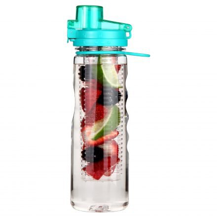 Turquoise Fruit Infused Water Bottle 25 oz. Leak Proof Flip-top BPA Free - Ionox