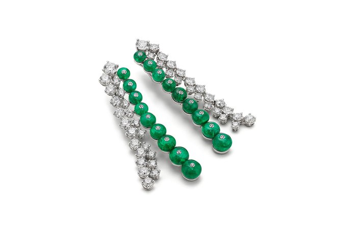 BULGARI, Riviere emerald earrings