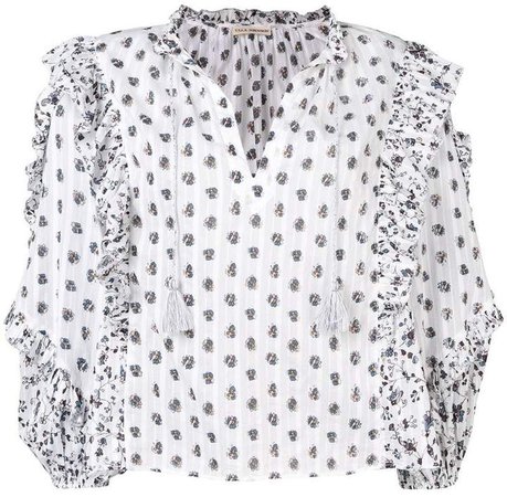 ruffled floral print blouse