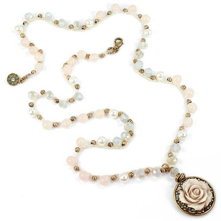 Rose Necklace Beaded Necklace Gemstone Necklace Rose | Etsy