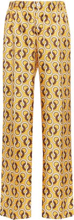 For Restless Sleepers Etere Link-Print Silk Wide-Leg Pants Size: M