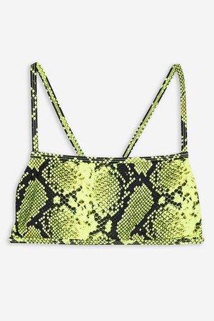 Neon Yellow Snake Bandeau Bikini Top | Topshop