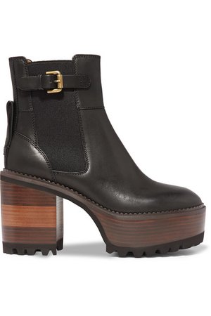 See By Chloé | Leather platform ankle boots | NET-A-PORTER.COM