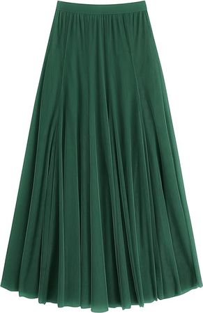Amazon.com: Urban CoCo Women's Tulle Skirt Elastic High Waist Layered Pleated Mesh Flowy A-line Midi Skirt (Dark Green, XL) : Clothing, Shoes & Jewelry