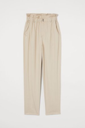 Paper-bag Pants - Light beige - Ladies | H&M US