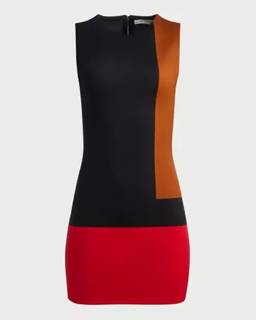Alice + Olivia Wynell Colorblock Mini Dress | Neiman Marcus
