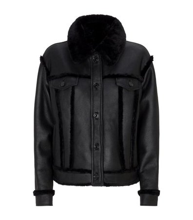 Sandro Shearling-Lined Leather Jacket