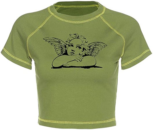 Amazon.com: Women Teen Girl Y2k 2021 Fashion Top Clothes Cute Graphic Print Brown Crop Top Tee T-Shirt E Girl Clothing Aesthetic: Clothing