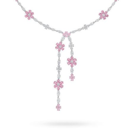 Forget-Me-Not Pink Sapphire and Diamond Lariat Necklace | Harry Winston