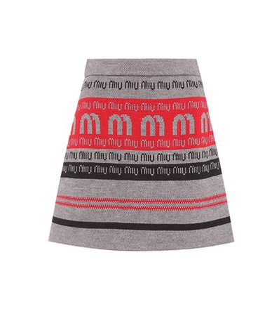 Logo wool-blend knitted skirt