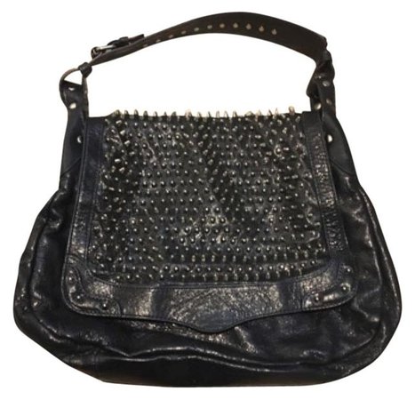 *clipped by @luci-her* Rebecca Minkoff Moonstruck Spikey Stud Navy Leather Hobo Bag - Tradesy