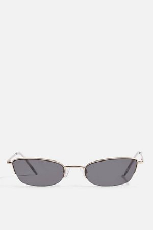 Halfrim Slim Gold and Smoke Sunglasses | Topshop
