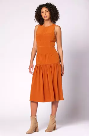 Umber Orange Cressida Maxi Silk Dress – Joie
