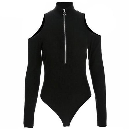 Pinterest Open Shoulder Zip Up Bodysuit Top | Turtleneck bodysuit