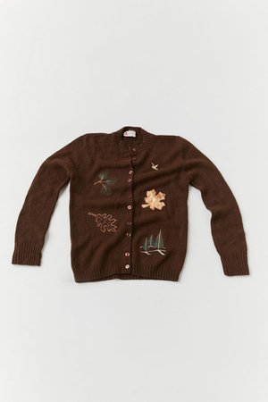 Vintage Leafy Motif Cardigan Sweater | Urban Outfitters