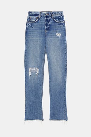 ג'ינס ZW PREMIUM REAL STRAIGHT בצבע כחול זריחה - ג'קטים-נשים | ZARA ישראל