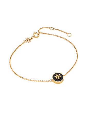 Shop Tory Burch Kira 18K-Gold-Plated & Enamel Logo Charm Bracelet | Saks Fifth Avenue