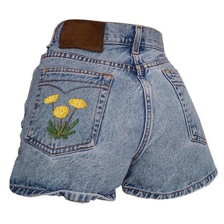 Dandelion Embroidery Denim Shorts - Boogzel Apparel