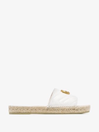 Gucci White Pilar quilted GG leather slides | Browns
