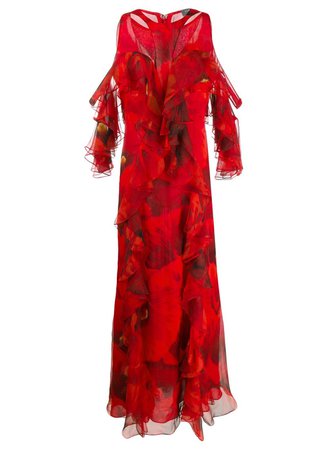 Alexander McQueen Avalon poppy print long dress