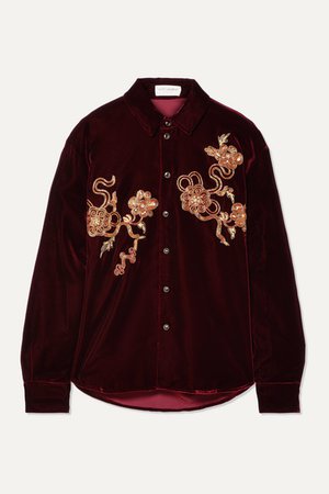 SAINT LAURENT | Embellished velvet shirt | NET-A-PORTER.COM