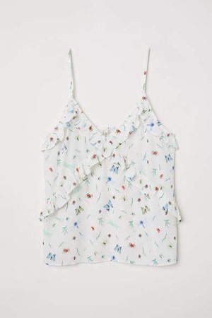Ruffled Camisole Top - White