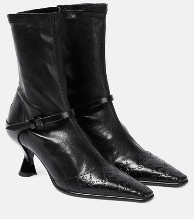 Leather Ankle Boots in Black - Marine Serre | Mytheresa