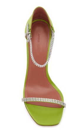 Ursina Crystal-Embellished Satin Sandals By Amina Muaddi | Moda Operandi