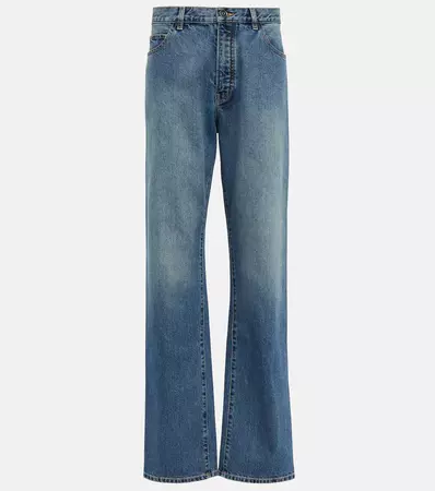 Lover Low Rise Straight Jeans in Blue - Alaia | Mytheresa
