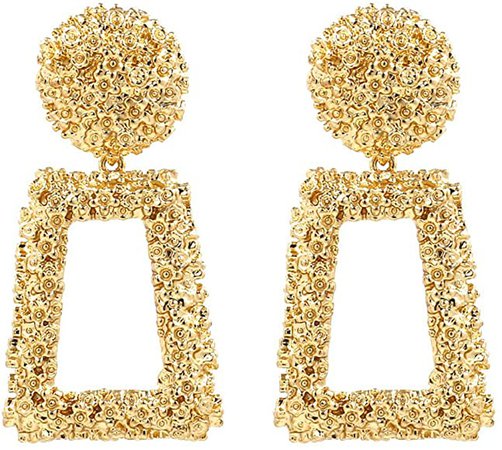 Amazon.com: ATIMIGO Statement Drop Earrings Large Metal Geometric Dangle Earrings Gold for Women Girls: Jewelry