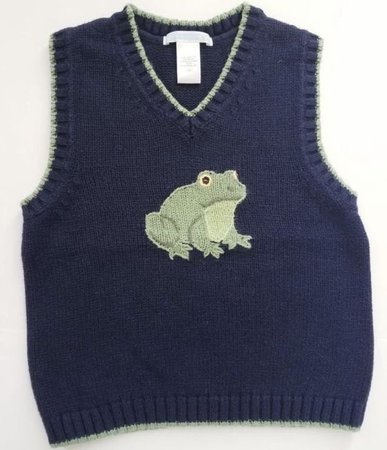 navy frog print vest