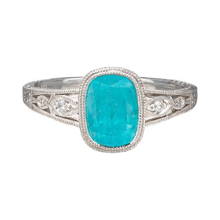 Art Deco Style Star Sapphire Diamond Platinum Ring For Sale at 1stDibs