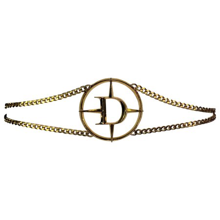 S/S 2001 Christian Dior by John Galliano Large Gold Logo Mercedes Chain Belt