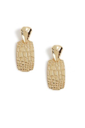 **Crocodile Textured Gold Earrings | Topshop