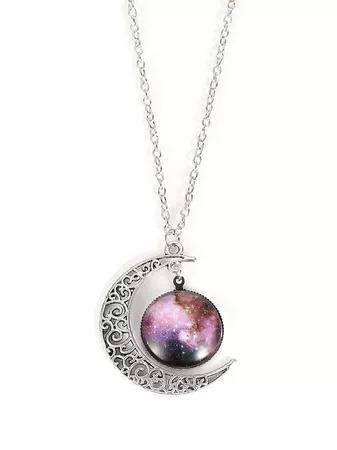 Star Sky Round & Moon Pendant Necklace | SHEIN USA
