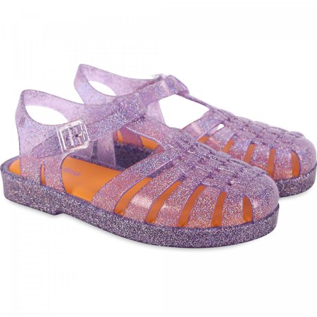 Mini Melissa Glittery Strap Sandals in Purple - BAMBINIFASHION.COM