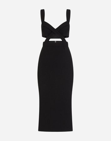 Women's Dresses in Black | Longuette dress in jersey with brassiere | Dolce&Gabbana