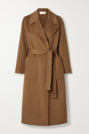 Light brown Belted wool-blend felt coat | MICHAEL Michael Kors | NET-A-PORTER