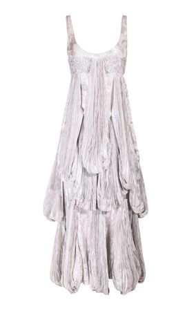 Byblos C. 2008 Silver Pleated Loop Gown By Moda Archive X Tab Vintage | Moda Operandi