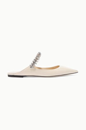 Bing Crystal-embellished Patent-leather Slippers - Ivory