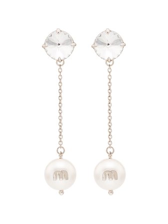 Miu Miu crystal and pearl drop earrings