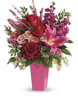 Fuchsia pink flowers & vase