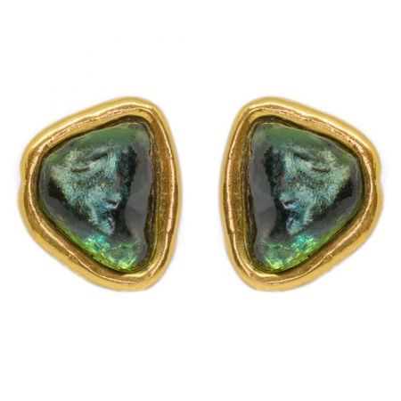 Saint Laurent - Vintage green stone shape earrings - 4element