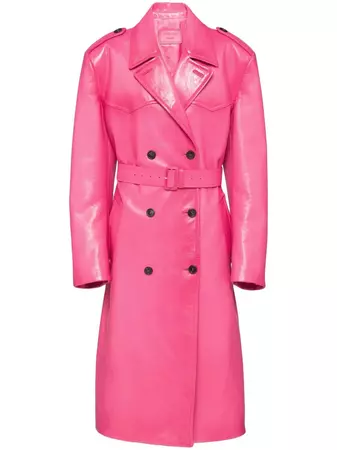 Prada Leather double-breasted trench-coat - Farfetch