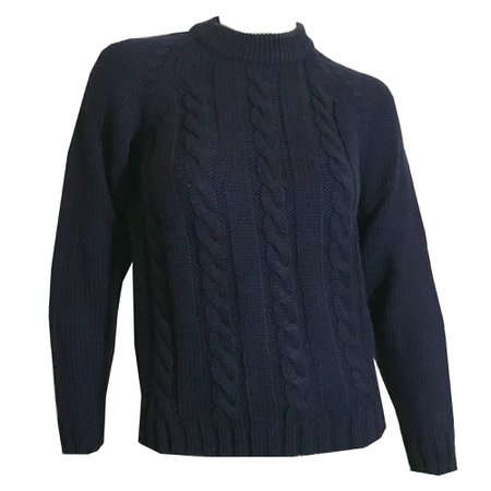 Navy Blue Long Sleeved Cable Knit High Neck Sweater circa 1970s – Dorothea's Closet Vintage