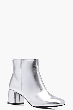 Daisy Metallic Block Heel Ankle Boots